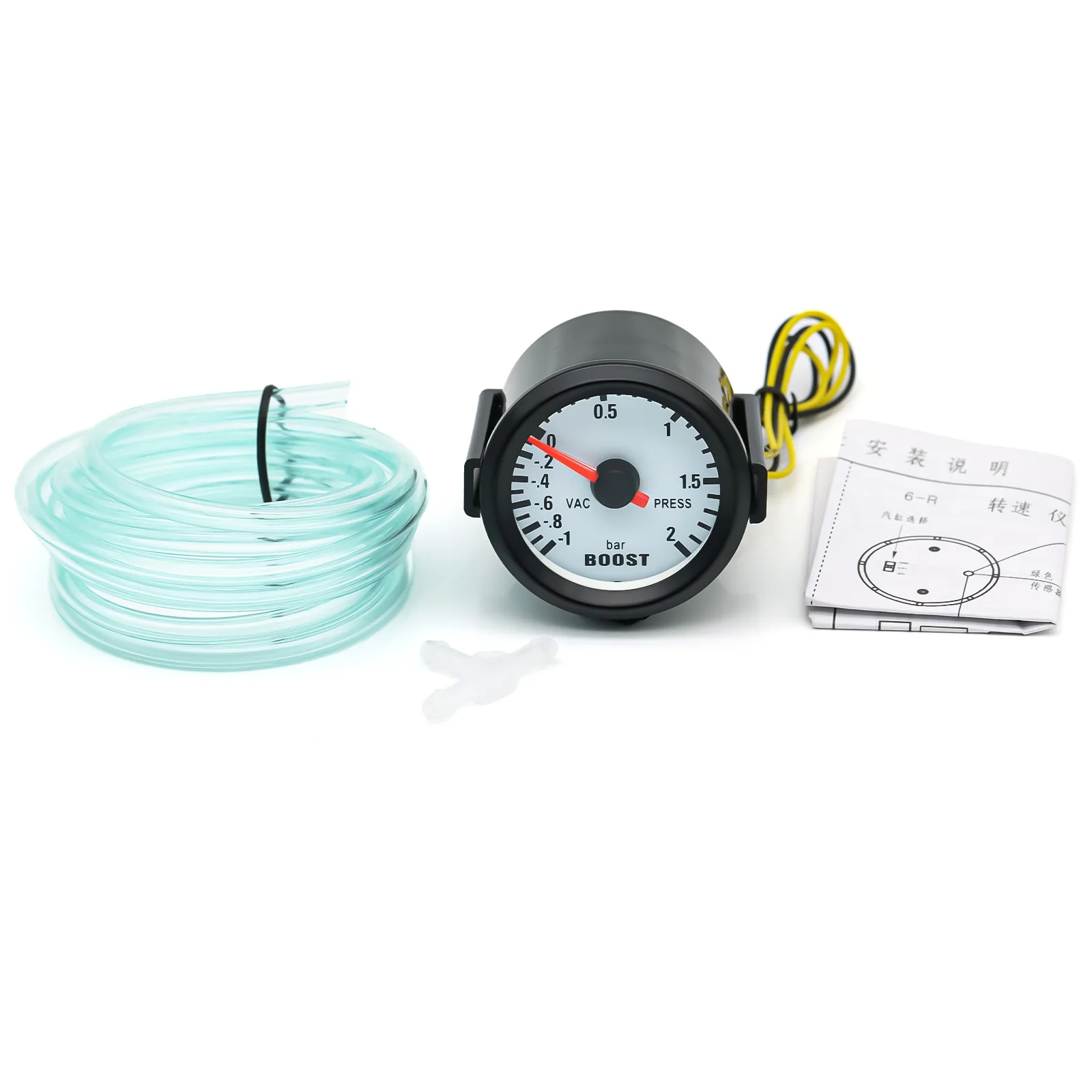Ad universal 52mm barra azul led luz pressão turbo boost medidor com sensor 、 suporte 12v boost sensor acessórios do carro