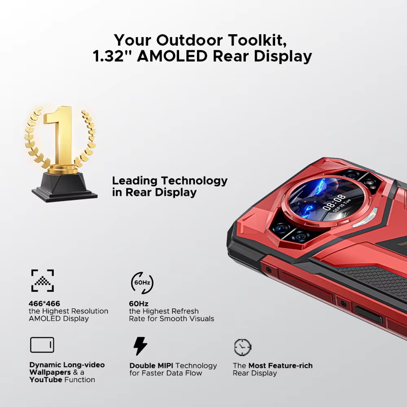 Première mondiale DOOGEE S200 Plus 5G AI téléphone robuste dimension 7300 1.32 "écran arrière 12 + 512GB 6.72 ''10100mAh batterie Smartphone