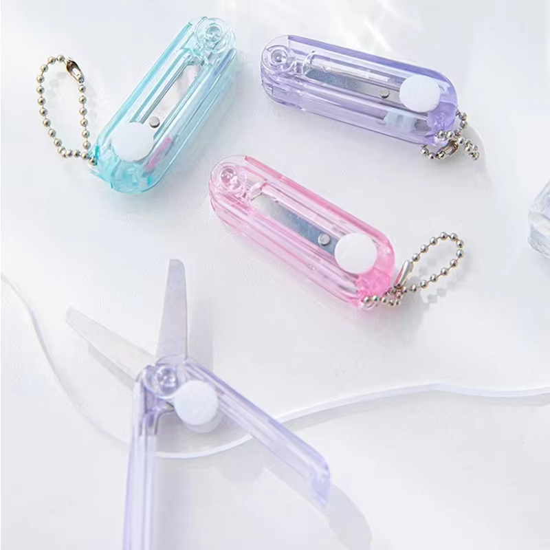 Mini ciseaux transparents, ciseaux portables pliants rétractables, ciseaux en papier faits à la main pour étudiants