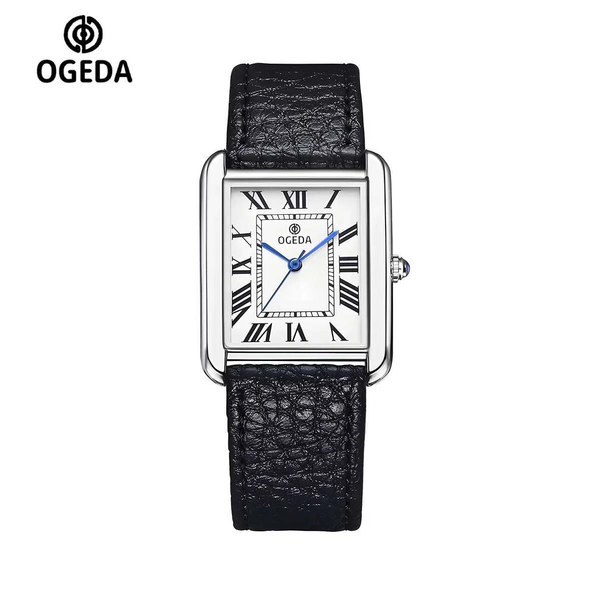 OGEDA 2025 nuevo Reloj cuadrado de cuarzo para Hombre, caja de acero inoxidable de zafiro, correa de cuero, relojes deportivos impermeables 3Bar Reloj para Hombre