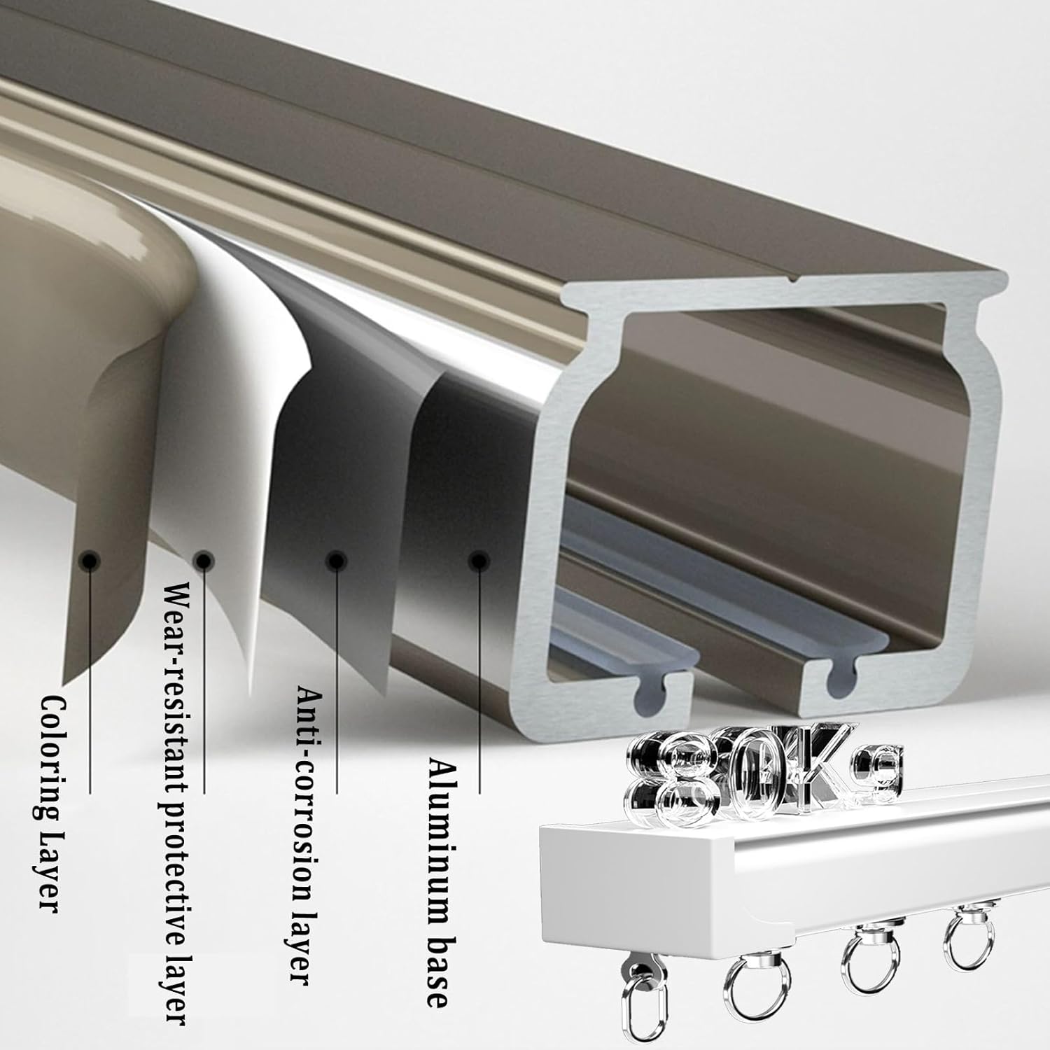 de aluminio, divisor de habitación ajustable con tiras insonorizadas, montaje en techo/WalL, accesorios completos incluidos, 330