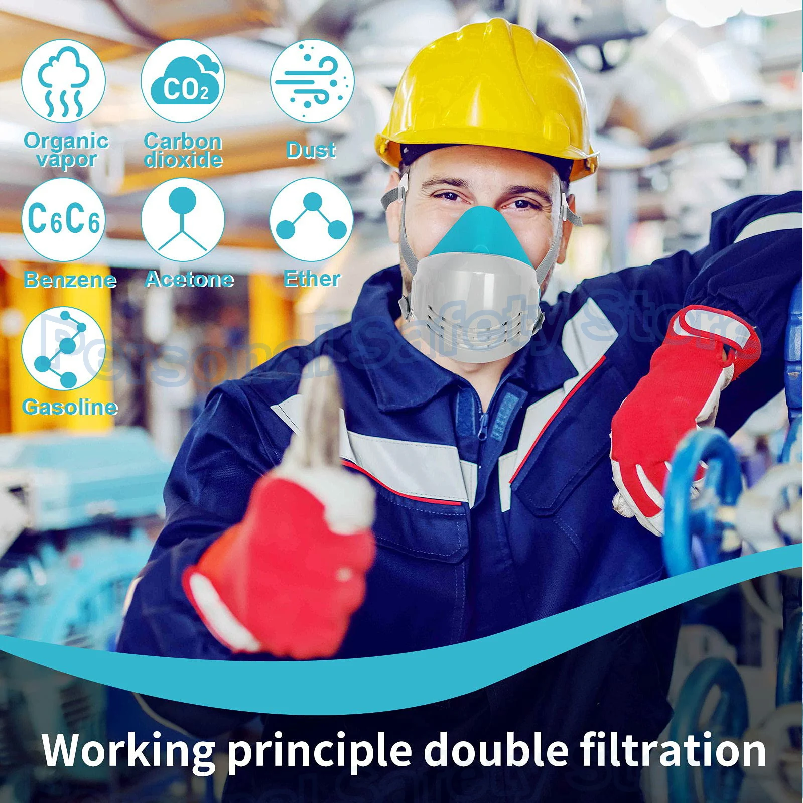 Reusable Respirator Mask Dust-proof Half Face Shield Anti Haze Fog Safety Gas Mask with 1201 Carbon Filter Cotton