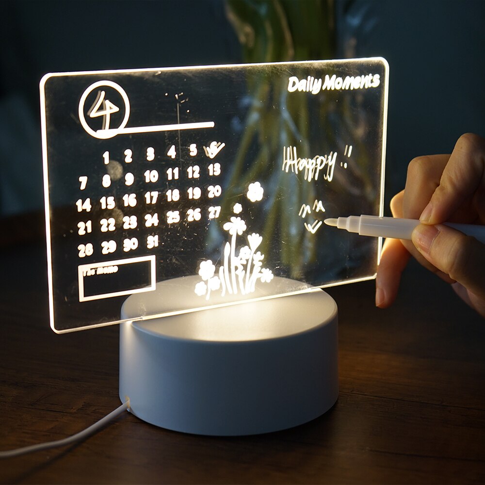 Tableau de notes LED créatif, veilleuse USB réinscriptible, lumière chaude et douce pour enfants, décoration de petite amie, lampe de nuit