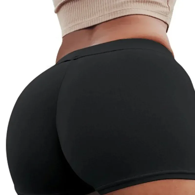 Pantalones cortos deportivos para mujer, Shorts ajustados con realce, elásticos, transpirables y flexibles, Color sólido