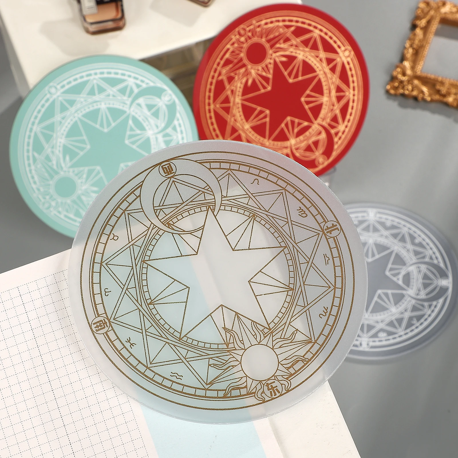 JIANWU Circular Magic Circle Pattern Backing Plate Cutting Board Cutting Mats Creative DIY Journal Student Supplies Stationery