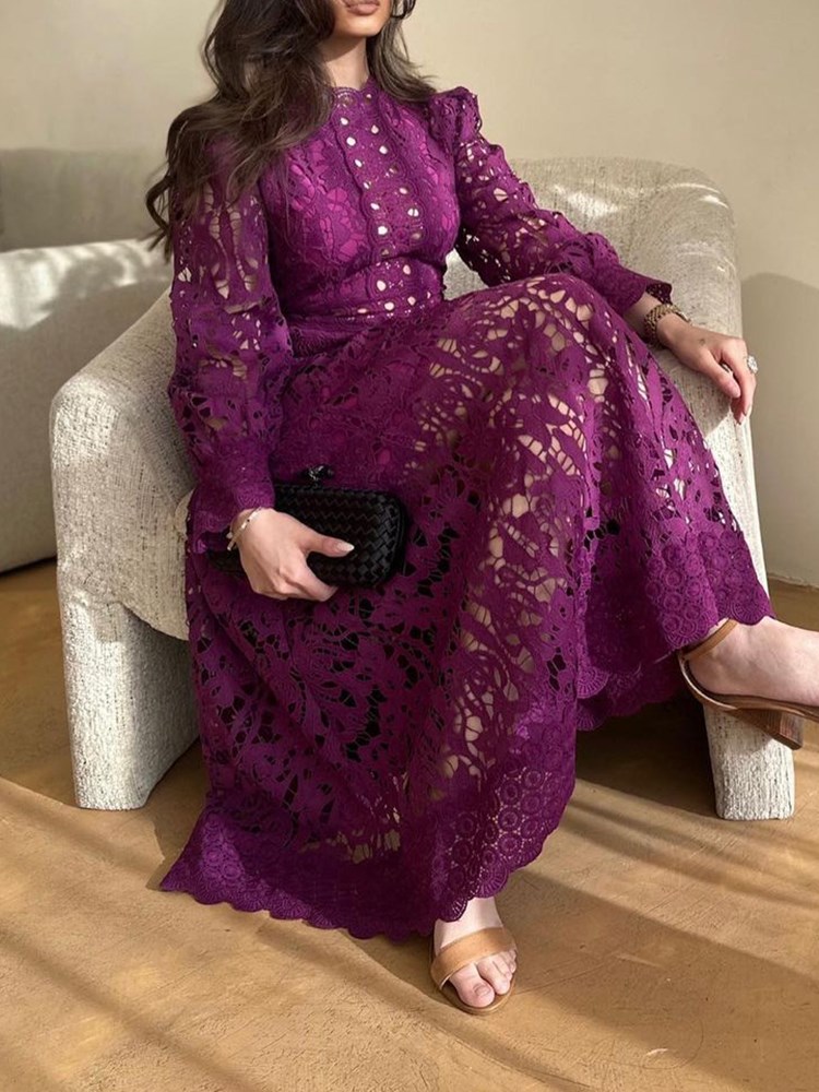 TWOTWINSTYLE Grün Kleid Für Frauen Stehen Kragen Langarm Hohe Taille Cut Heraus Feste Midi Kleider Weibliche Herbst Kleidung 2022 neue