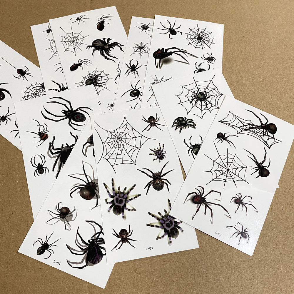 10 枚のクモの巣一時的なタトゥー男性女性のためのリアルなタトゥーステッカーハロウィンパーティーフェイクタトゥー防水