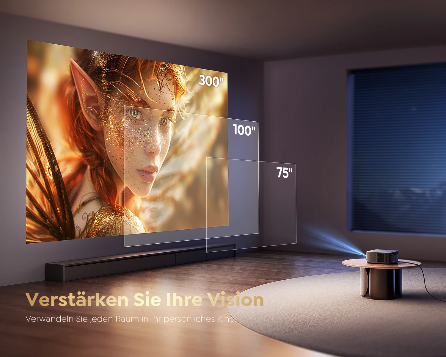 FHD 1080P Projector Bluetooth WiFi Projector Netflix Officially & AI Auto Focus 1500 ANSI 30000 lumens Auto-focus 4K Support