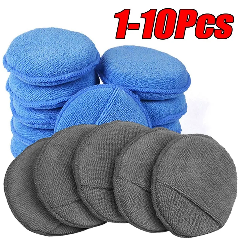 Almohadillas aplicadoras de detalles de coche, esponjas para el cuidado del coche, esponjas para pulir y encerado, esponjas de espuma de bolsillo redondo de microfibra suave, Herramientas de limpieza de coche, 10 Uds.