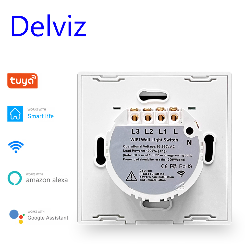 Delviz Soket Daya USB Tipe C, Port Usb Isi Daya Cepat, Panel Kaca Kristal, Outlet 16A STANDAR UE, Sakelar Pintar Lampu Dinding WiFi