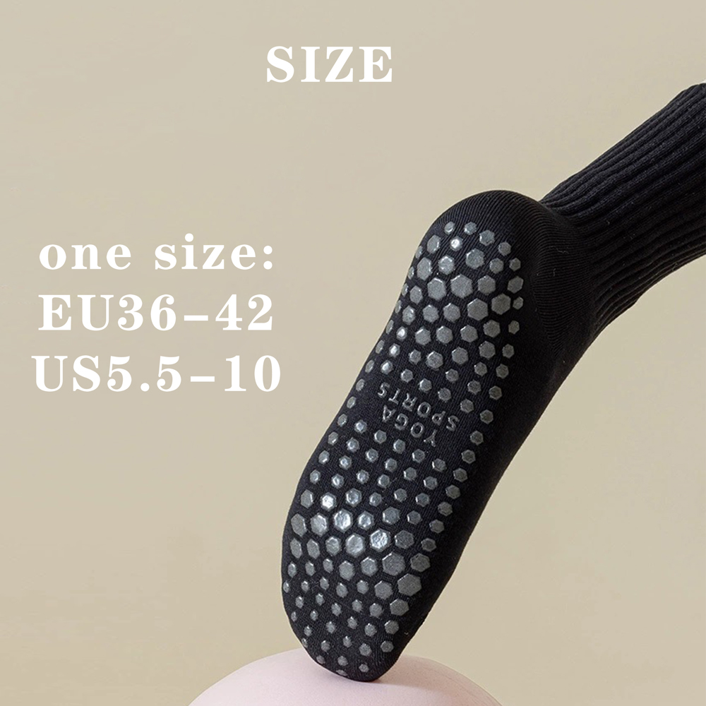 3 ペアの綿アンチスリップヨガソックスミディアムレングスソックスソリッドカラーフィットネスピラティス女性のスポーツソックス