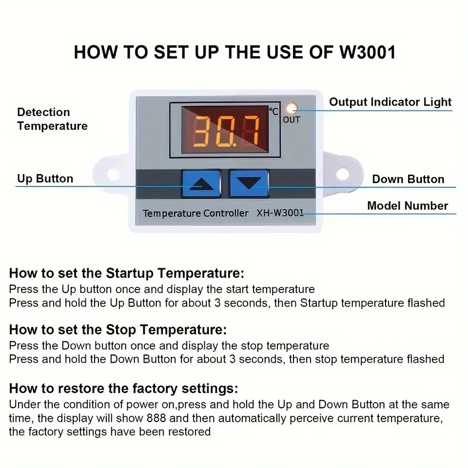 W3001 Digitale Controle Temperatuur Microcomputer Thermostaat Thermometer Nieuwe Thermoregulator 12/24/220V