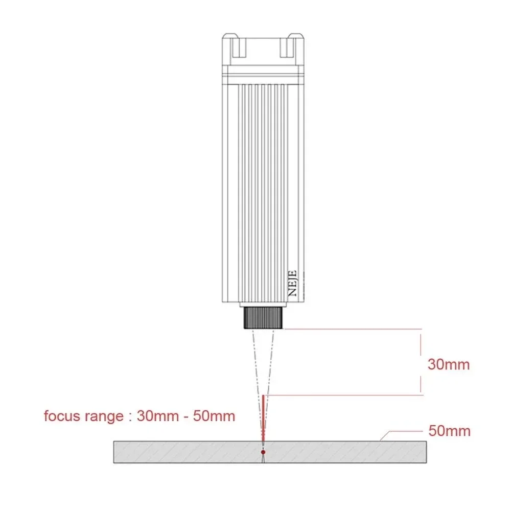 NEJE Quang Dài Ống Kính Lấy Nét Cho Sư Phụ 2 3500Mw/7W/20W/30W Laser máy Khắc Laser Đầu Thay Thế