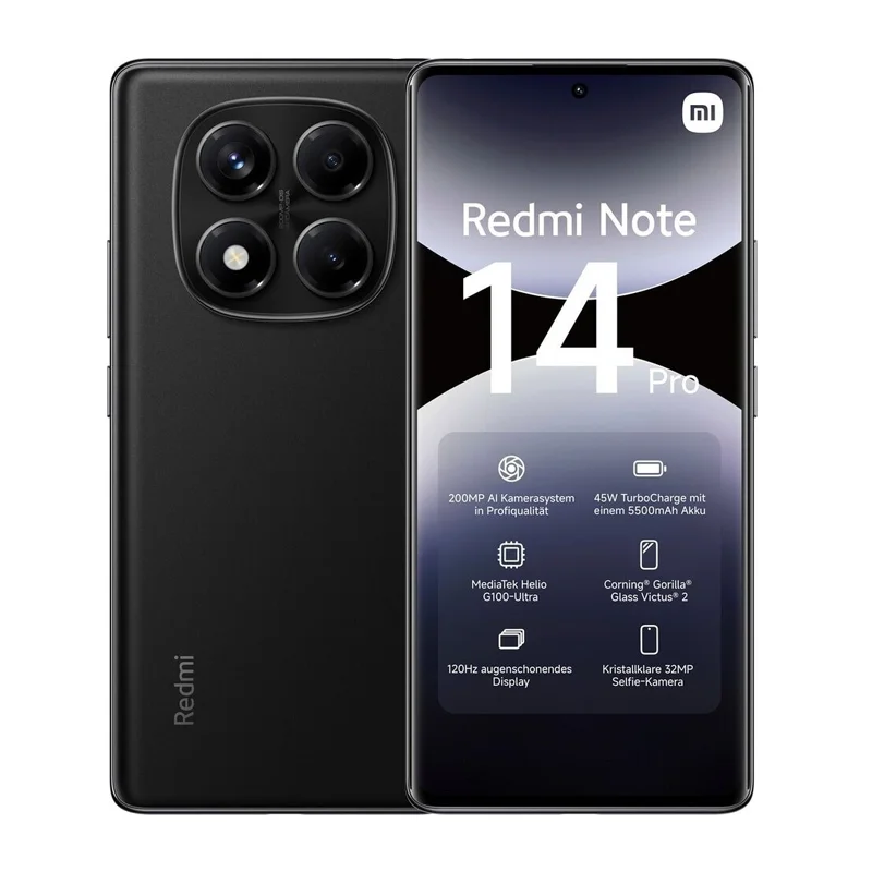 Xiaomi Redmi Note 14 Pro 4G Versione Europea 8+256GB MediaTek Helio G100-Ultra Display AMOLED da 6,67" 120Hz Fotocamera principale OIS da 200MP, Ricarica da 45W, Batteria da 5500 mAh, IP64, NFC