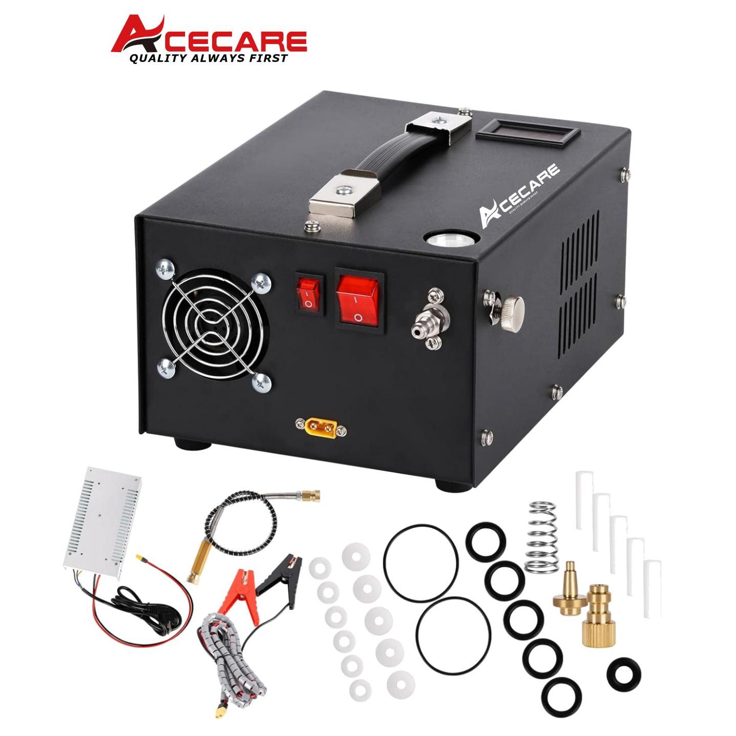 ACECARE ES061 4500Psi 300Bar 12V DC/110V/220V Tragbare PCP-Luftkompressorpumpe HPA Power Oil/Water Free für Tauchflaschen