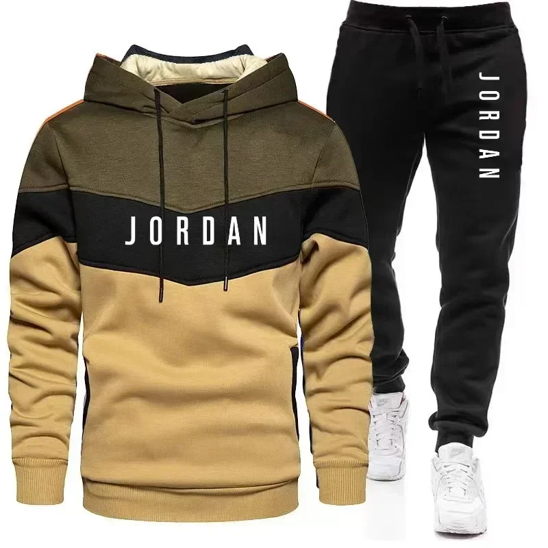 Neuer Frühlings- und Herbst-Freizeit-Langarm-Hoodie + Hose für Herren und Damen, zweiteiliger Outdoor-Training-Jogging-Hoodie-Trainingsanzug