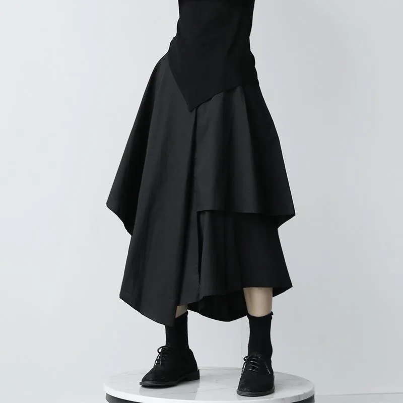 Faldas de mujer, faldas góticas irregulares, pantalones de mujer de cintura alta, faldas largas blancas y negras, faldas plisadas para mujer, Culottes, ropa para mujer