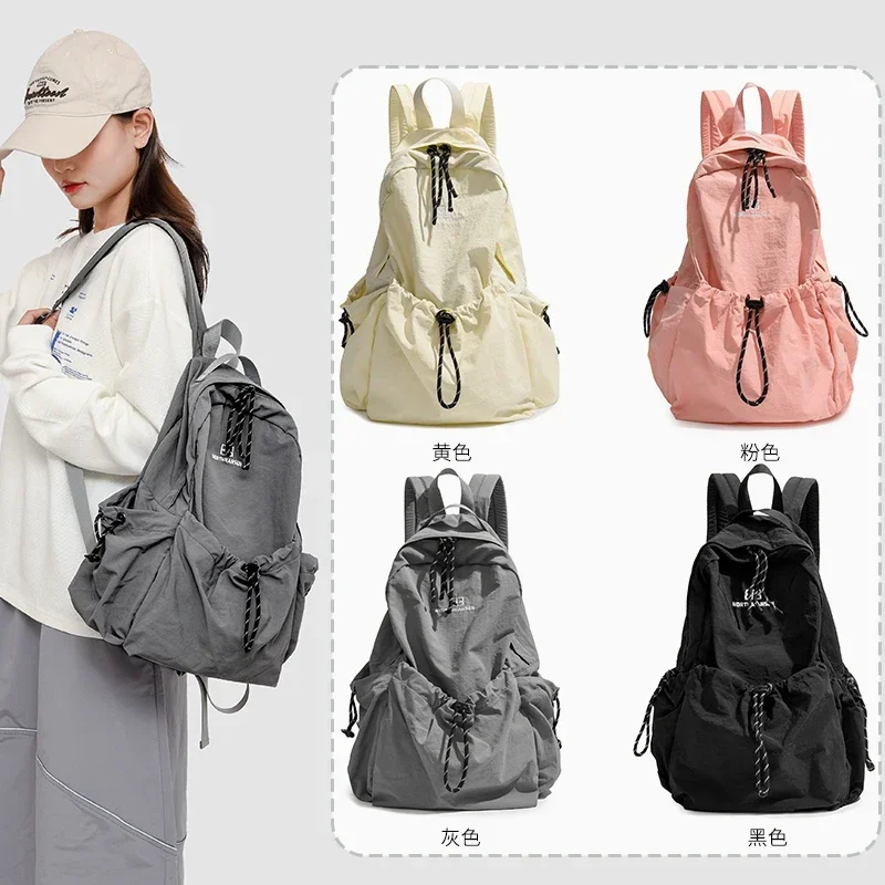 Solid Nylon Large Capacity Backpack 2025 Hot Selling Air Cushion Strap Soft Casual Backpack Soft Handle Outer Frame School Bags