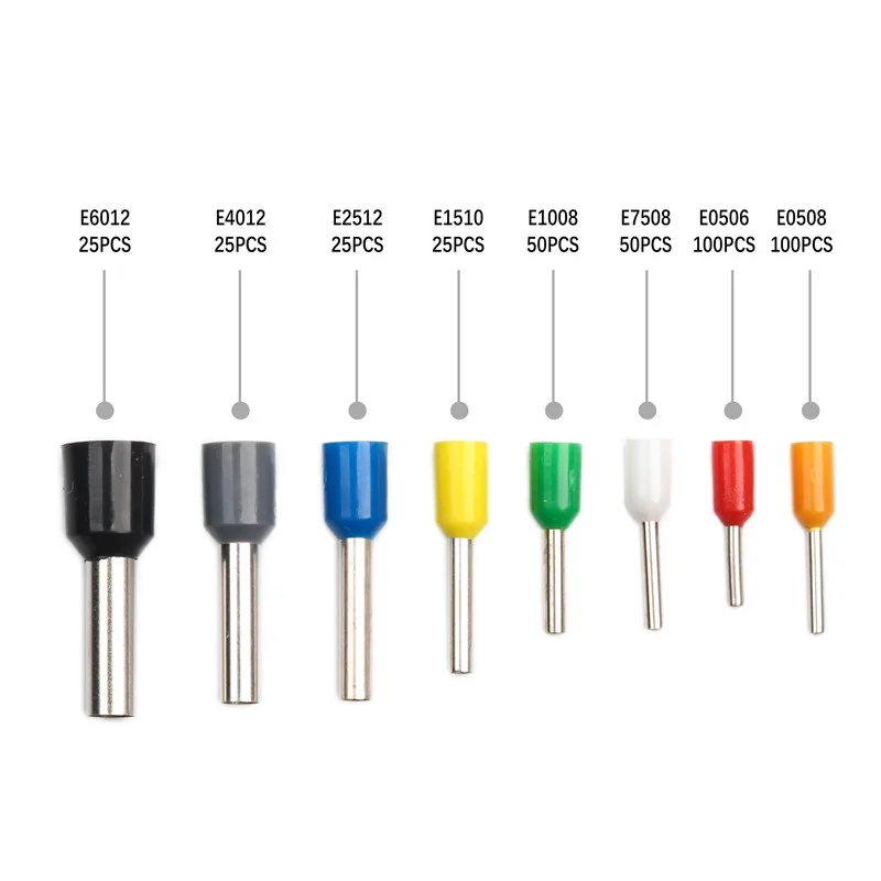 400PCS CRIMP เทอร์มินัลไฟฟ้าหลอดเทอร์มินัลชุด VE TUBULAR BLOCK ปลายสายไฟตัวเชื่อมต่อสายไฟ