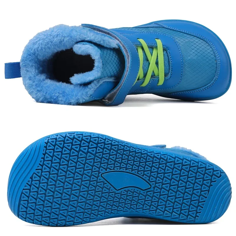 Neue Barfuß-Schneestiefel für Kinder mit breiter Zehenpartie, kleine/große/kind breite Zehenpartie, minimalistische Turnschuhe, wasserdichte High-Top-Baumwollschuhe für Mädchen