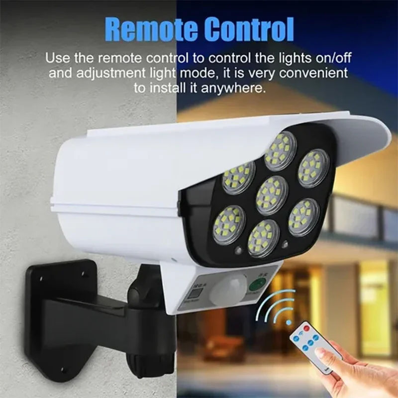 1-2Pack 77LED Solar Motion Sensor LED Licht Outdoor Dummy Kamera Drahtlose Sicherheit Flutlicht Wasserdichte Lampe für Haus Garten