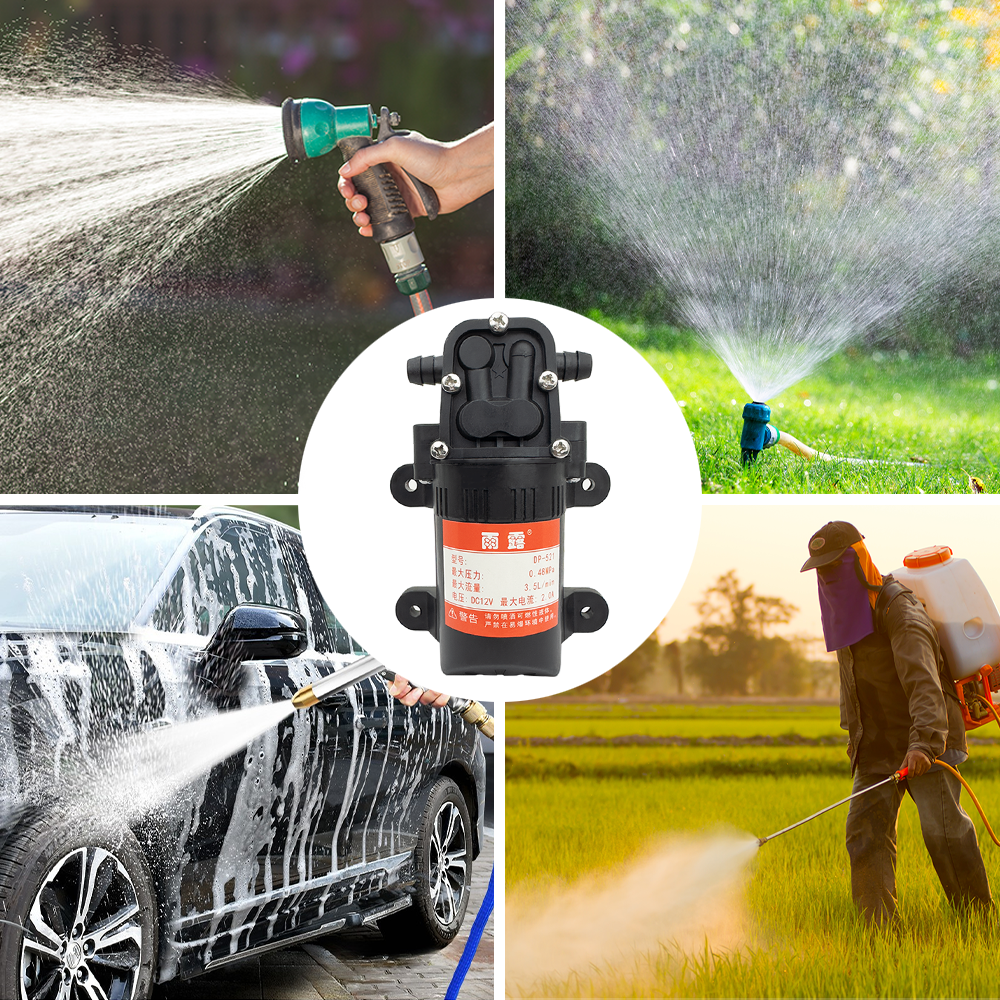 Bomba de água elétrica agrícola, dc 12v 70psi 3.5l/min 0,48mpa, micro pulverizador de água de diafragma de alta pressão preto, lavagem de carro