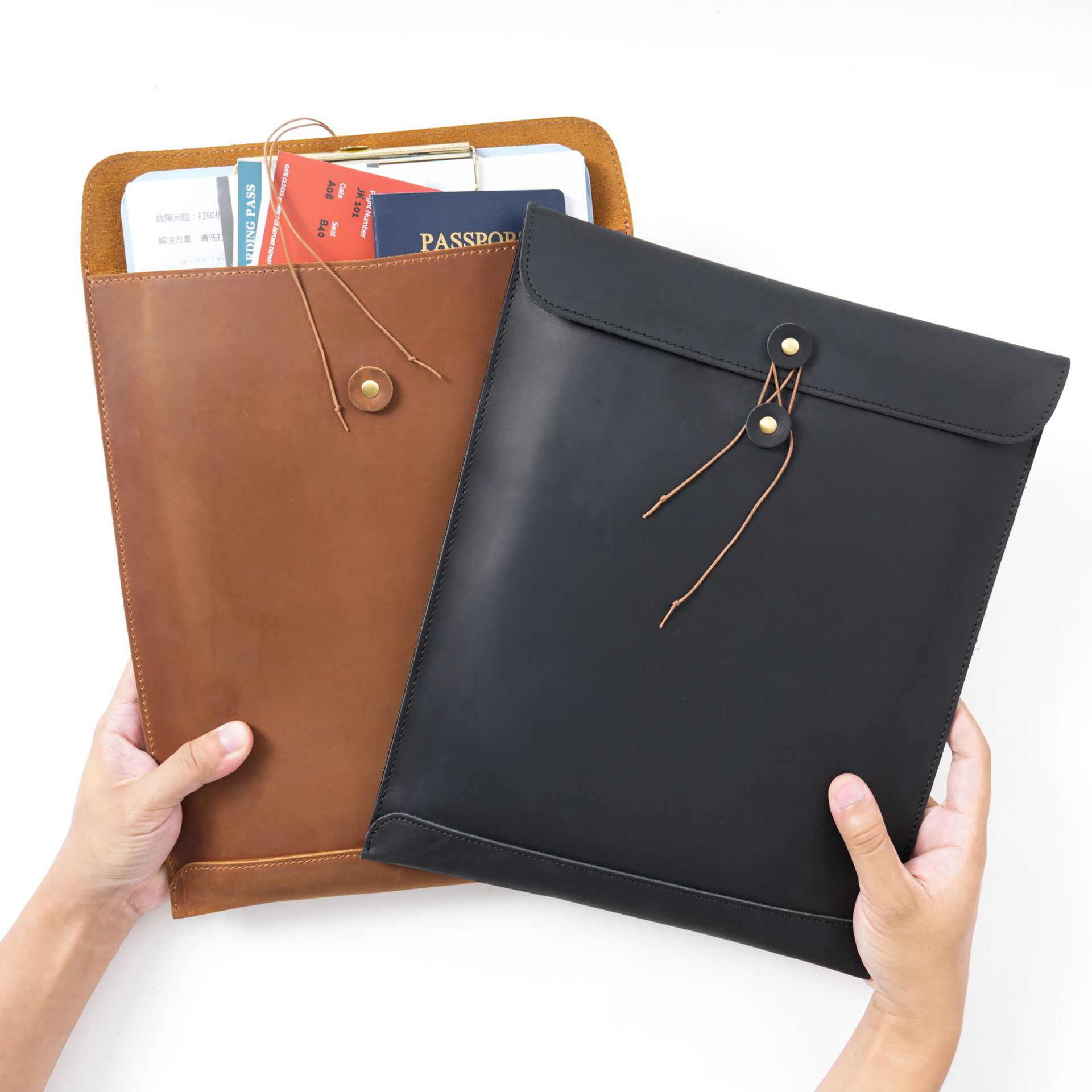 New Arrival Real Leather A4 Size Briefcase Business Portable Laptop Case Fashion Bag Wallet Tablet for iPad Protect Cover Pouch