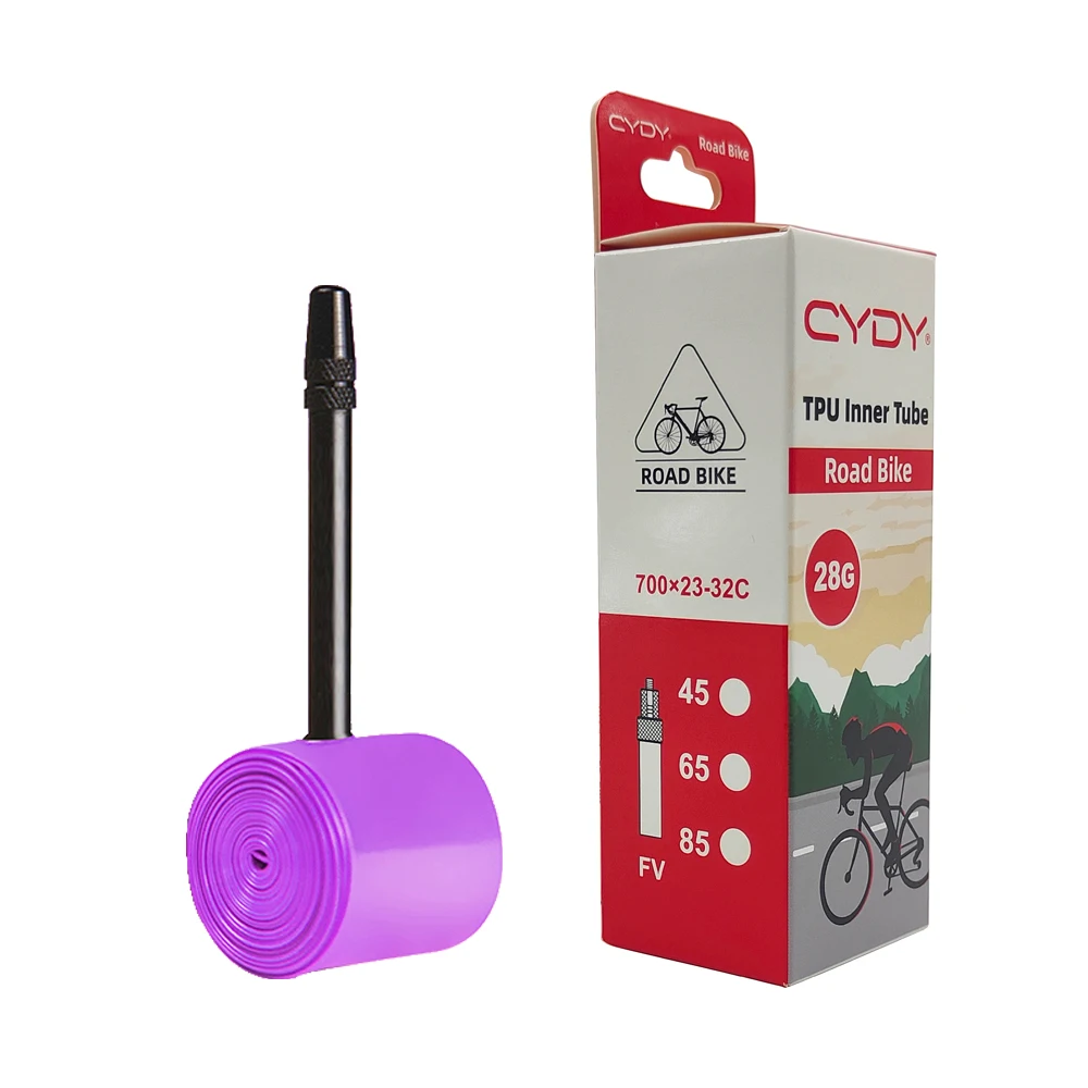 28g CYDY bicicleta de carretera TPU tubo interior 700x23C 25C 26C 27C 28C 30C 32C neumáticos de bicicleta cámara 700C pneu aro válvula francesa