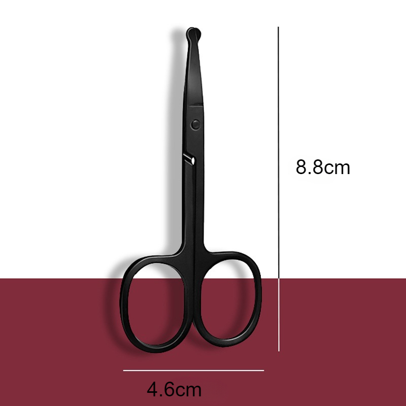 1Pc Unisex Black Round Head Safe Nose Hair Scissors (Do Not Hurt Nose)  Stainless Steel