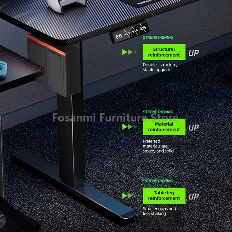 Electric Adjustable Height Computer Desk Carbon Fiber Gaming Table for Home Sturdy and Spacious Room Motion Desk Standing Table