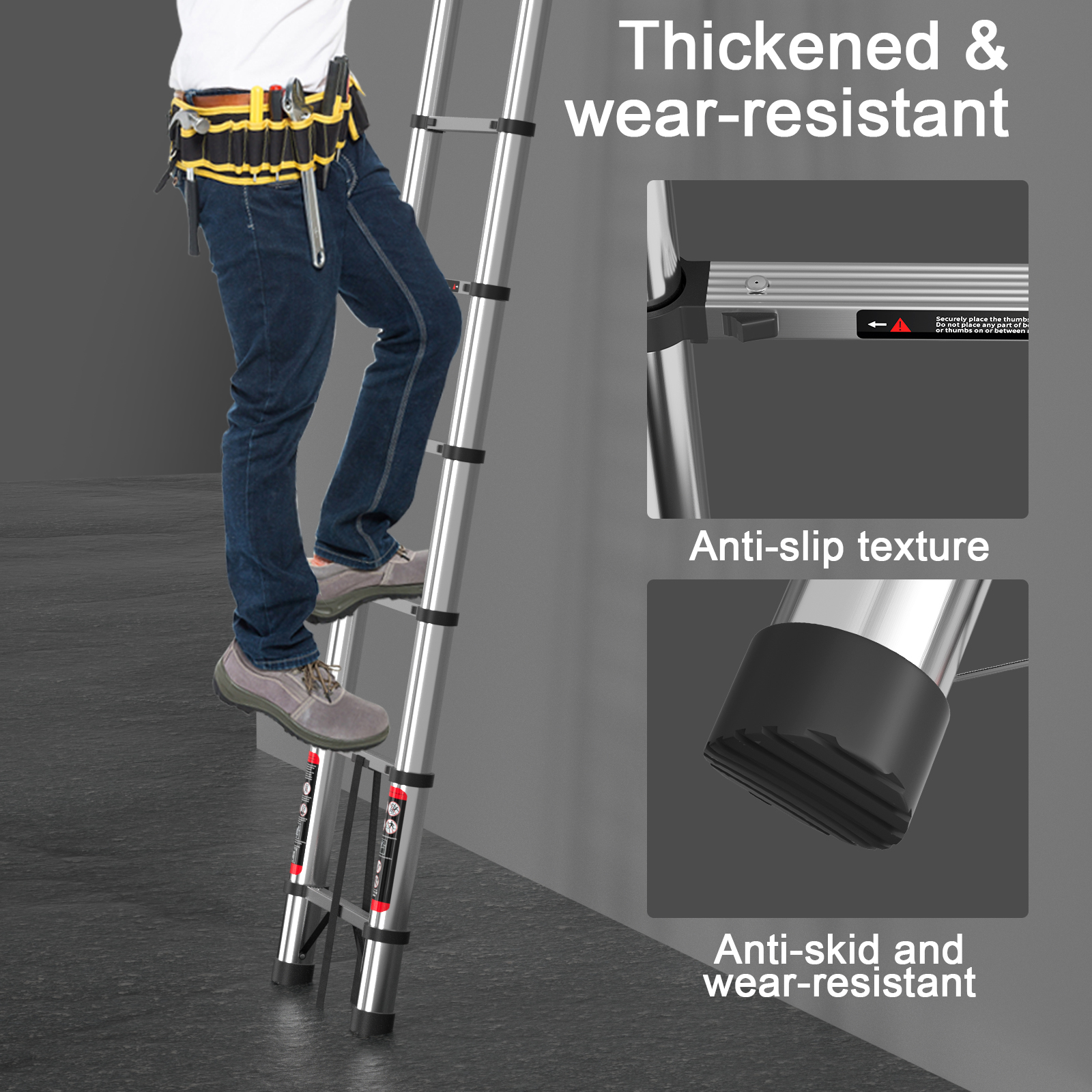 5m Telescopic Ladder Stainless Steel Convenient Extendable ,For Pulling Walls, Changing Light Bulbs,Repairing Roofs,RV