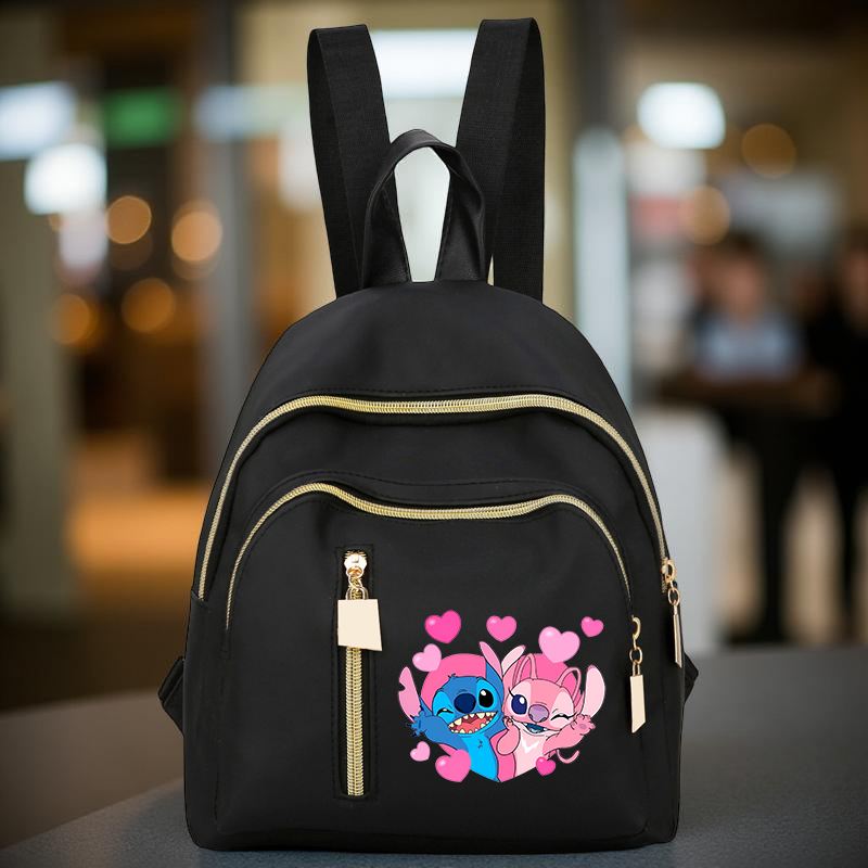 Stitch Cartoon Small Backpack, Adjustable Straps, Women Casual Daypack for Commuting, Shopping, Travel, Perfect Gift for Fans