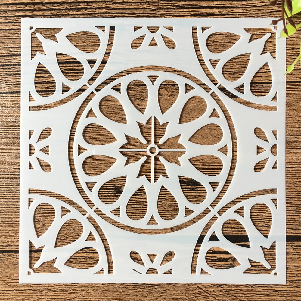 16 Cái/lốc 15*15Cm Mạn Đà La Cửa Sổ Hoa Tự Làm Lớp Dựng Stencils Tranh Sổ Lưu Tô Màu Nổi Album Trang Trí Bản Mẫu