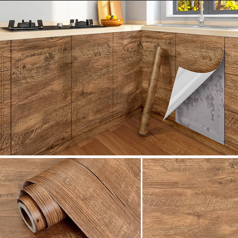 Vinyl zelfklevend meubelwit hout, 55cmx3m zelfklevend behang, contactklevend papier voor aanrechtdecoratie, meubel