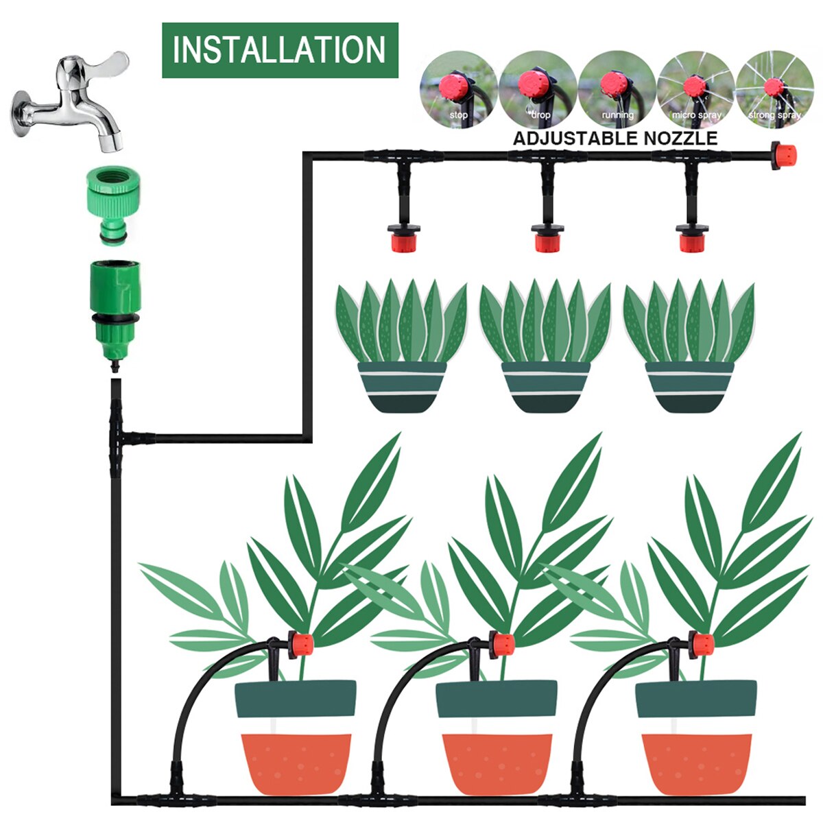 EZ tubo automatico irrigazione giardino tubo flessibile impianto Kit di irrigazione sistema gocciolamento auto acqua Kit irrigazione gocciolatori irrigatori