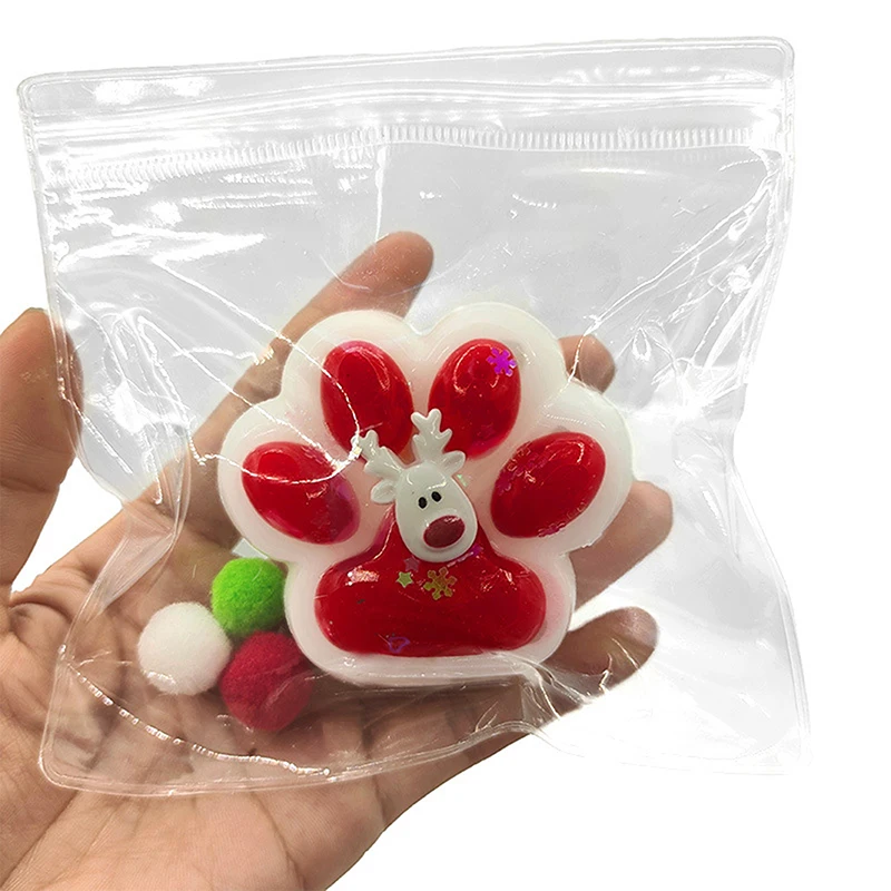Simulation Christmas Cat Paw Squishy Fidget Toy Cute Cat Paw Silicone Slow Rebound Decompression Toy Stress Release Vent Toy