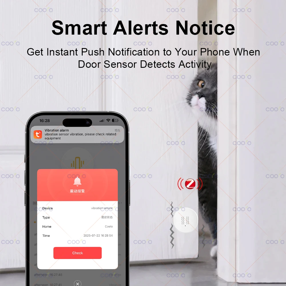 Tuya Zigbee Smart Trillingssensor Kanteldetectie Smart Life App Melding Real-Time Motion Shock Alarm Record