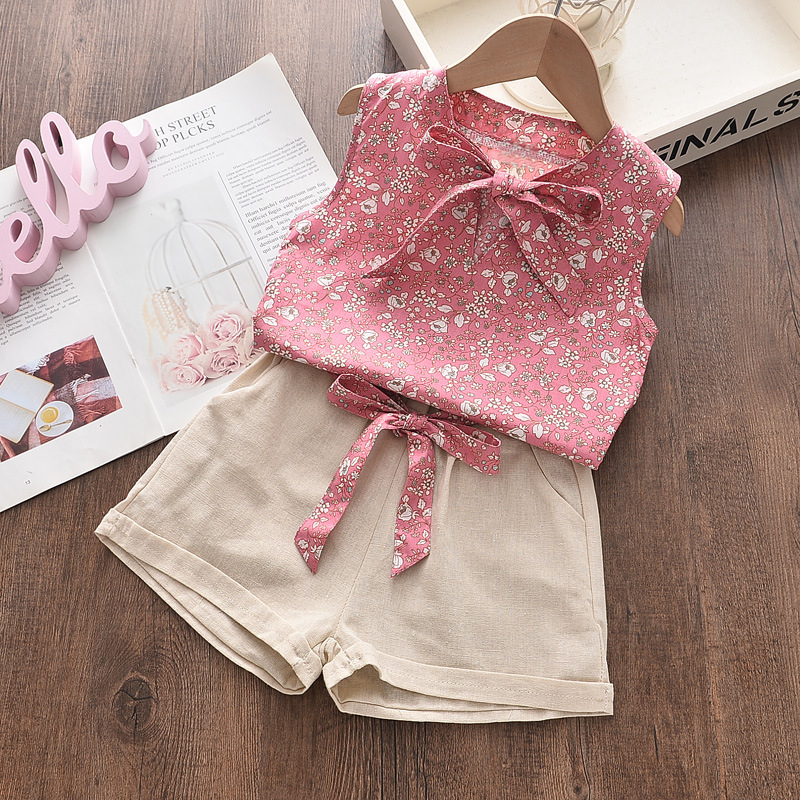 Nuovi vestiti estivi per neonate bambini gilet senza maniche pantaloncini 2 pezzi/set abbigliamento per bambini costume di moda infantile tute per bambini