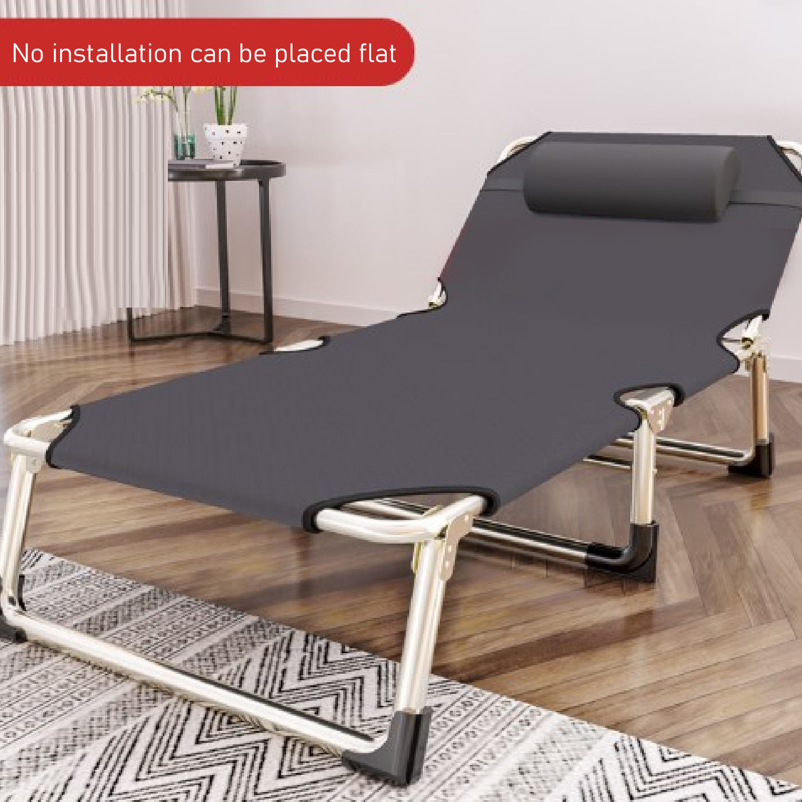 Camping Cots with Pillow Alloy Waterproof Comfortable Adjustable Sleeping Bed Cot for Camping Pool Beach Terrace Camping Cots