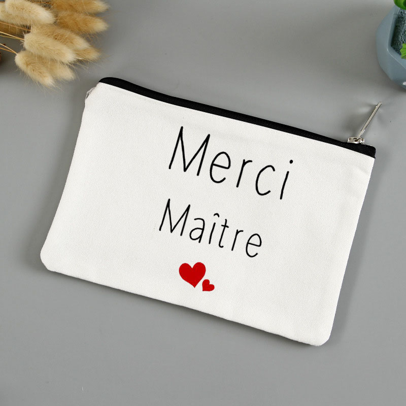 Подарочная Женская холщовая косметичка на молнии с принтом «спасибо вам»