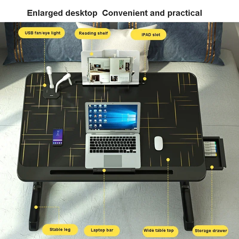 Scrivania da letto tavolino scrivania per Laptop Plus-size tavolo pigro pieghevole dormitorio studenti Lap Desk