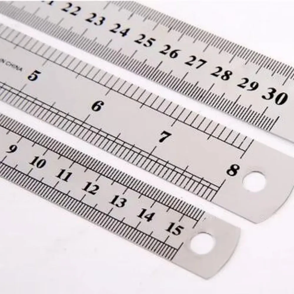 Strumento di misurazione righello dritto in acciaio inossidabile con scala a doppio lato da 15-30 cm per studenti, cancelleria scolastica, regalo per bambini