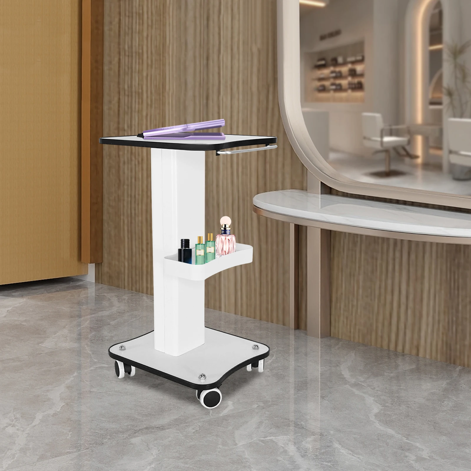 Bianco 34*38*69 cm Legno Metallo Salone di bellezza Carrello Carrello Parrucchiere Utensili Barbiere medico Negozi Ospedali Cliniche Spas Labs