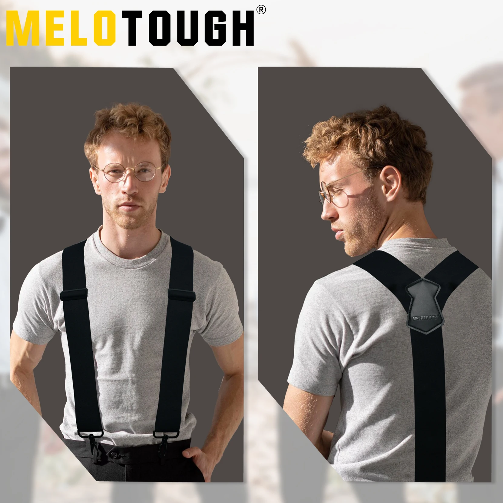 MELOTOUGH Suspenders for Men 2 Inch Wide Y Back Adjustable Elastic Big and Tall Suspenders with Swivel Hooks for Jeans