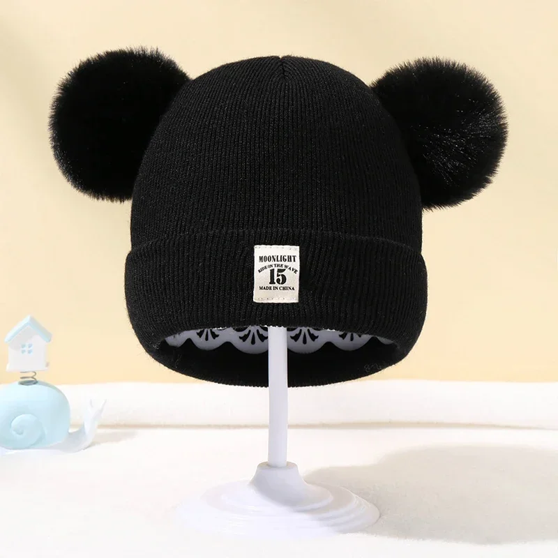 Berretti per bambini Cappello di lana per bambini Cappelli spessi per bambini Paraorecchie caldo Berretti invernali caldi in maglia Berretto per neonato Cappello per bambini Pom Pom