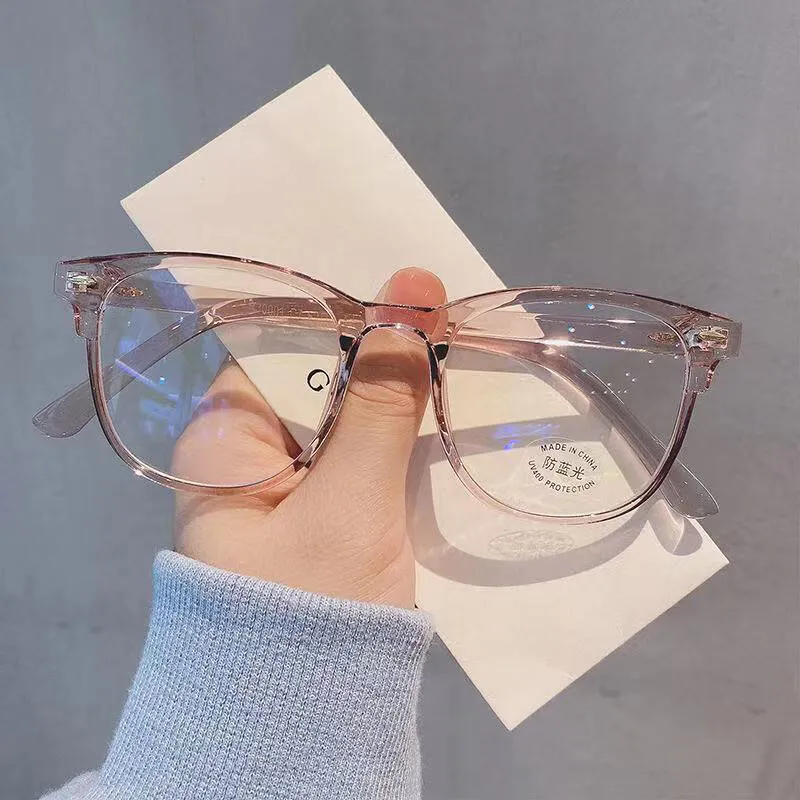 Óculos retro anti-luz azul para mulheres, espelho plano, blu-ray, óculos de computador, moldura quadrada, senhoras