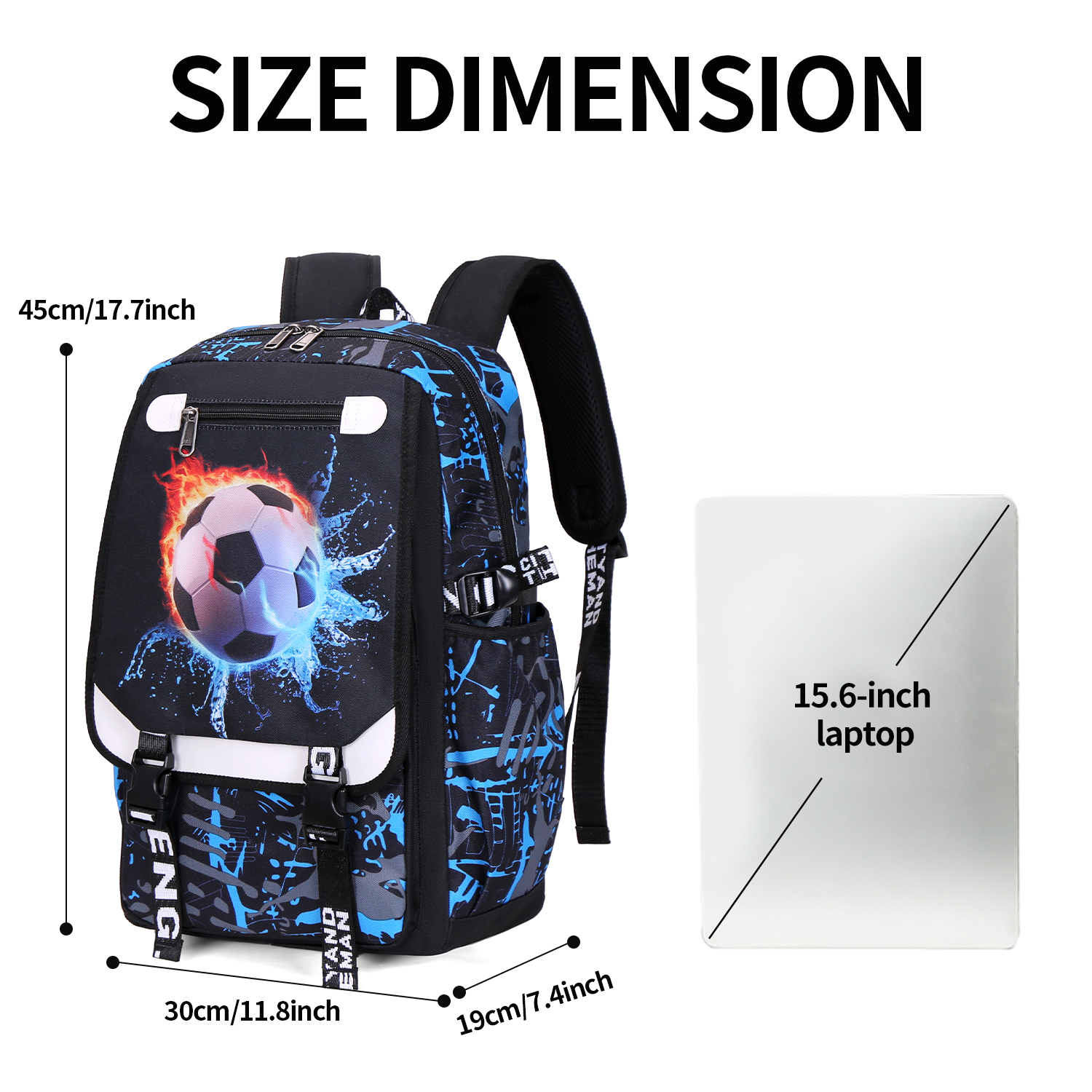 Large Capacity Student Backpack Football Motif Men's Bag Ideal for School Supplies And Daily Use