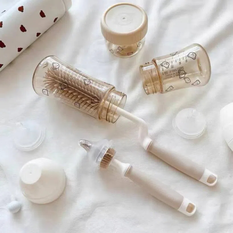 Coréen Ins nouveau-né bouteille mamelon brosse bébé spécial à Long manche brosse de nettoyage Silicone brosse de nettoyage ensemble