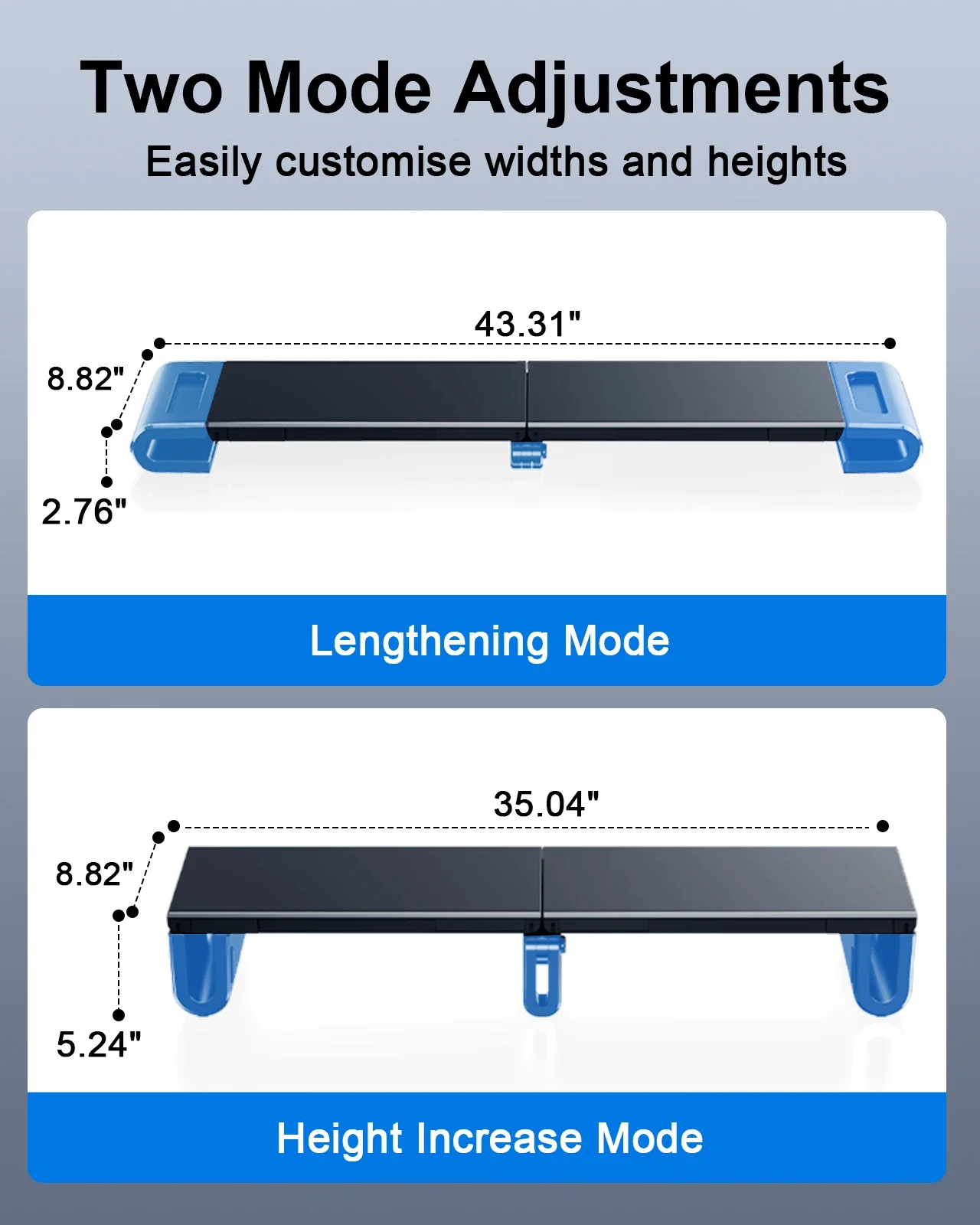 Eary Dual Monitor Stand Riser ความยาวปรับแล็ปท็อป Desktop Organizer ขาตั้งโทรศัพท์ผู้ถือแท็บเล็ตสําหรับโฮมออฟฟิศ