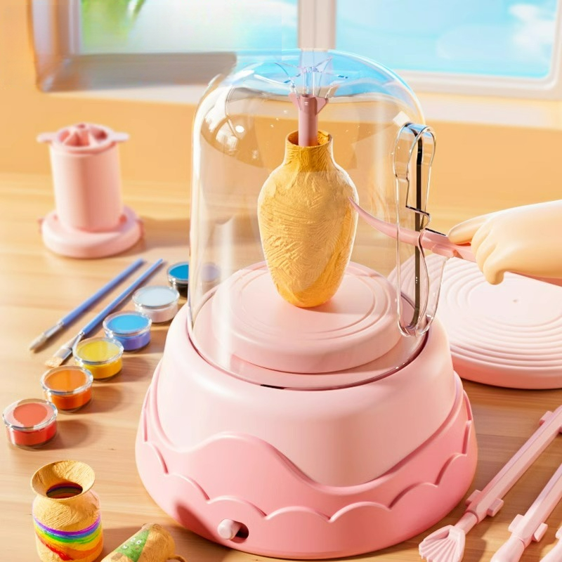 DIY Kids Pottery Wheel Kit Sculpting Clay Tools Arts Supplies Adjustable Speed Clay Machine Pottery Machine for Ceramic Work